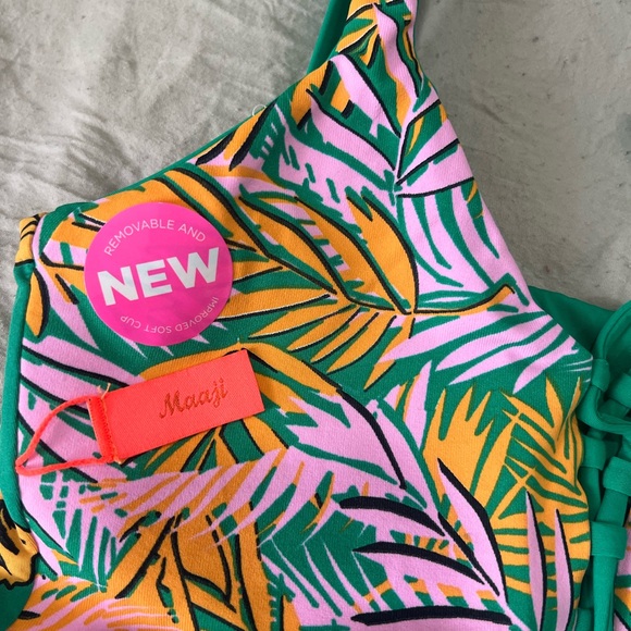 Maaji Tropical Leaf Print Bikini — Green, Pink & Yellow - Picture 6 of 14